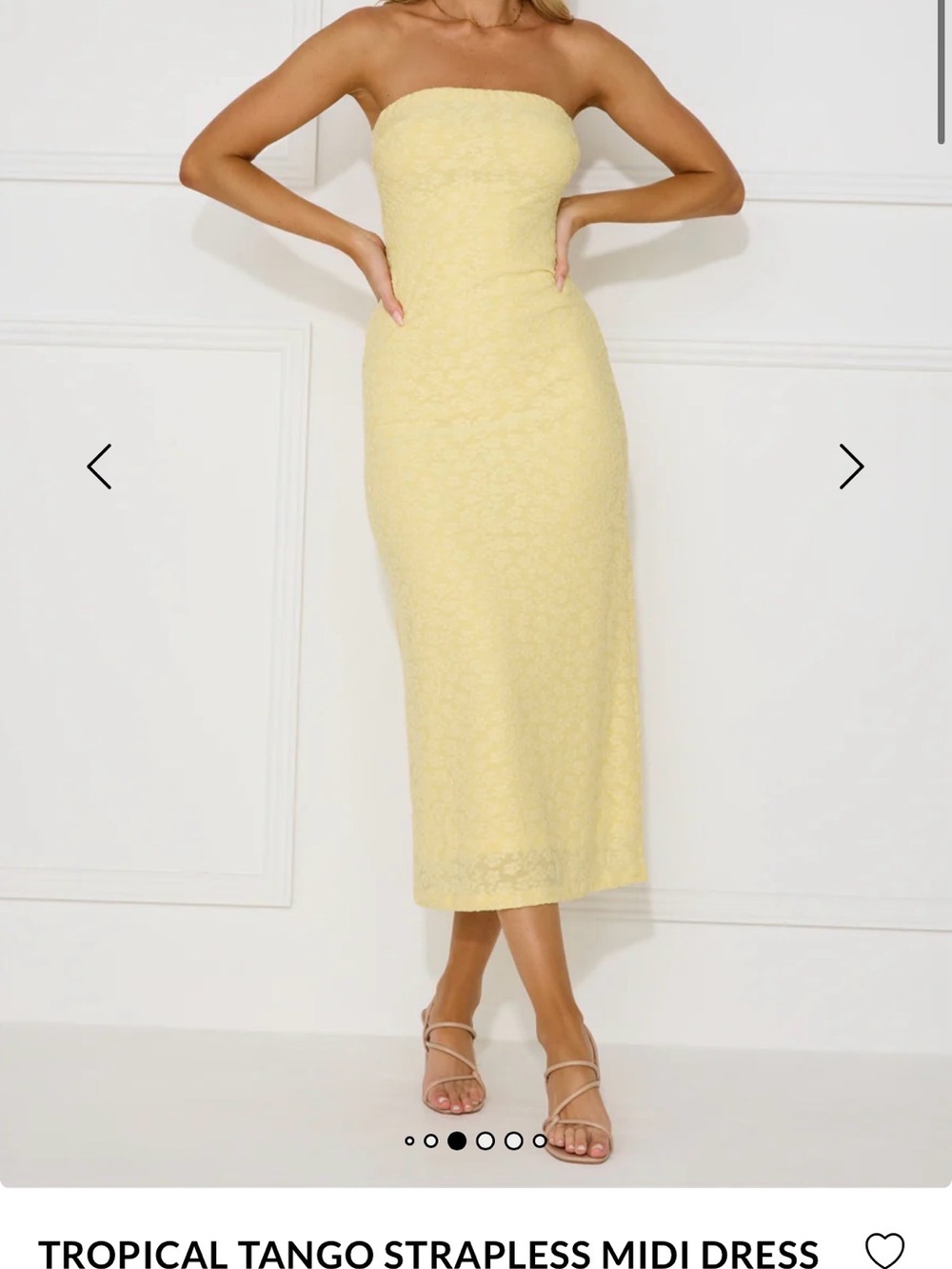 Hello Molly Yellow Strapless Floral Midi Dress